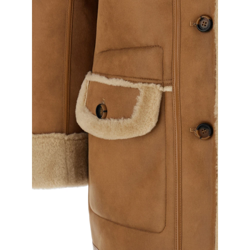 Urbancode Beige Merino Look Suedette Coat Brown Dames