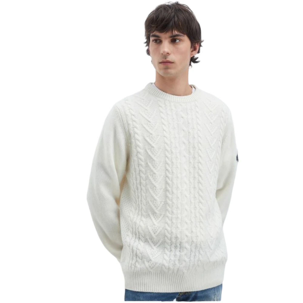 Roy Roger's Witte Stijlvolle Pullover Sweatshirt Aw24 White Heren