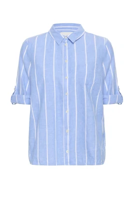 Blå och vitrandig skjortblus