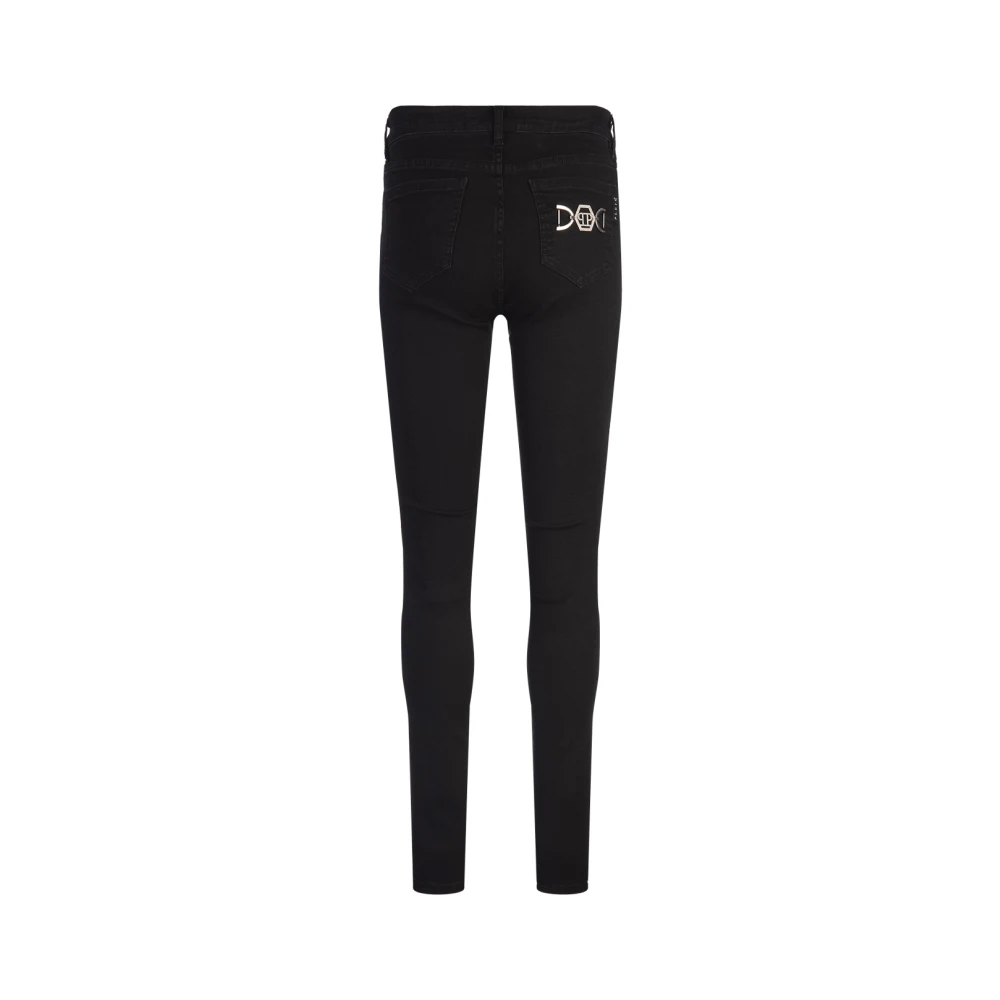 Philipp Plein Zwarte High-Waist Jegging Broek Black Dames