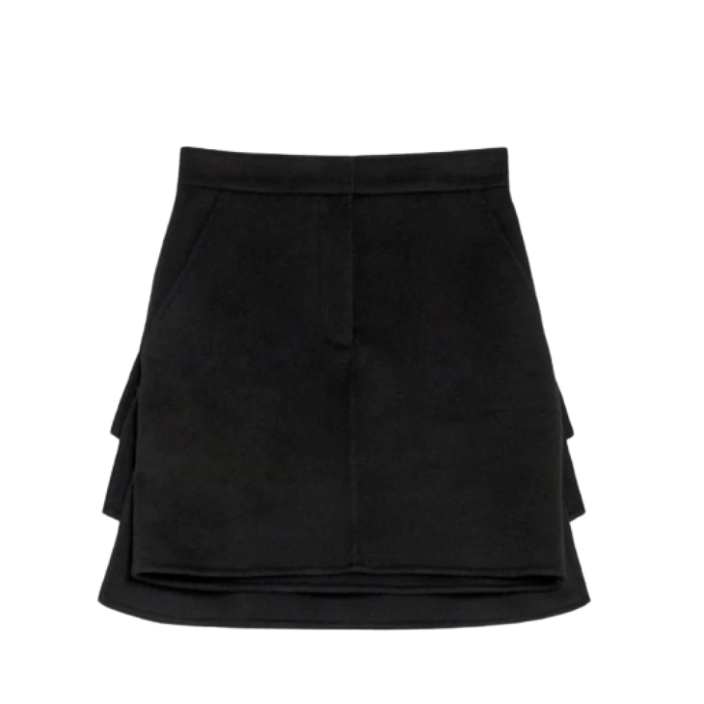 Max Mara Zwarte Kameel Rok met Ruches Black Dames