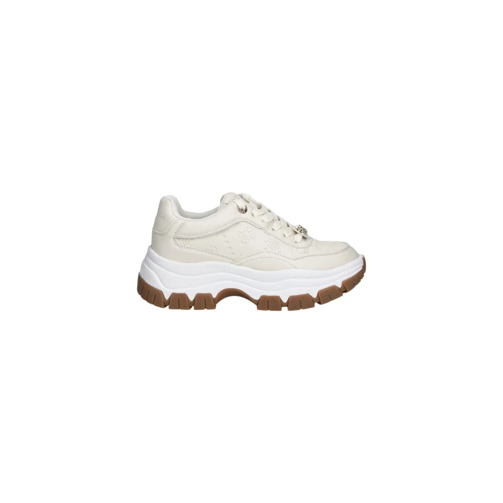 Guess Women's White Sneakers, 3 Uk, Slip-On Sporty Lace-Up Trainers