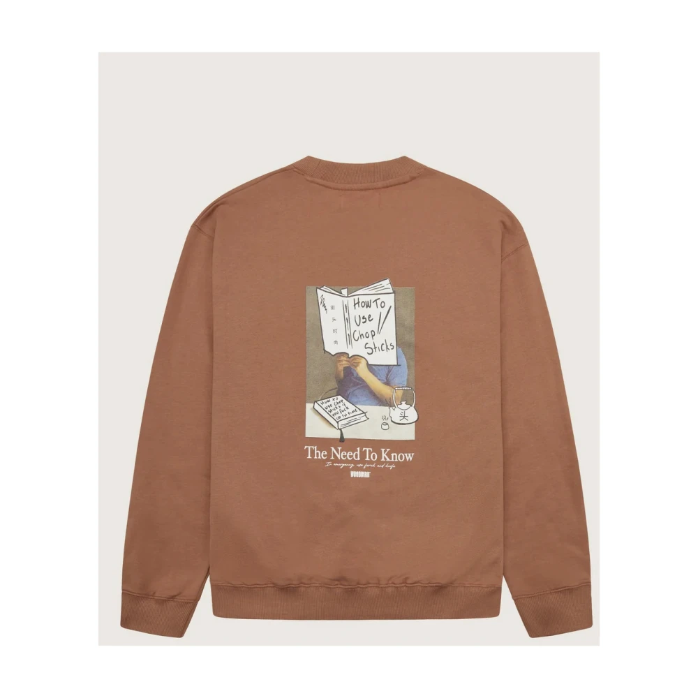 Woodbird Sweatshirt met logoprint Brown Heren
