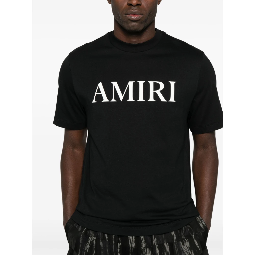 Amiri Zwart Logo Katoenen T-shirt Black Heren