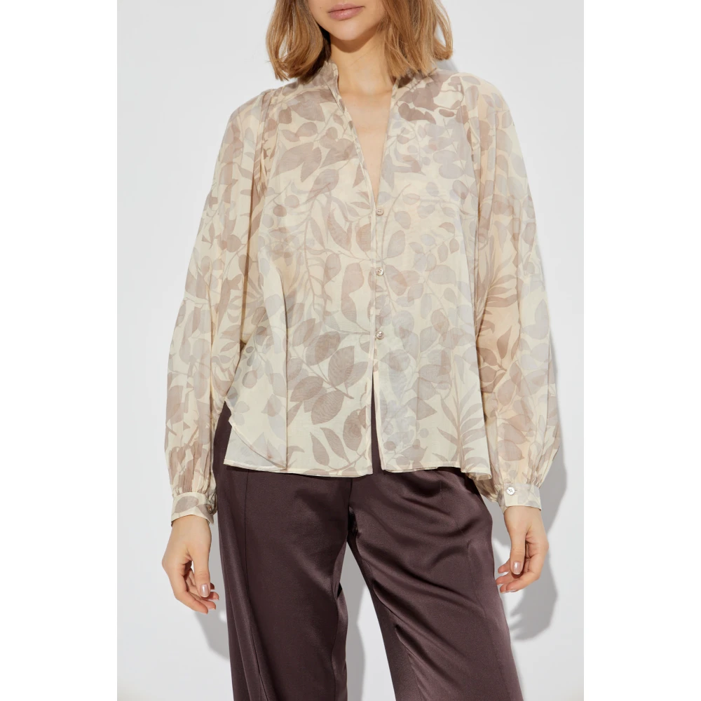 Forte Ruimvallend overhemd Beige Dames