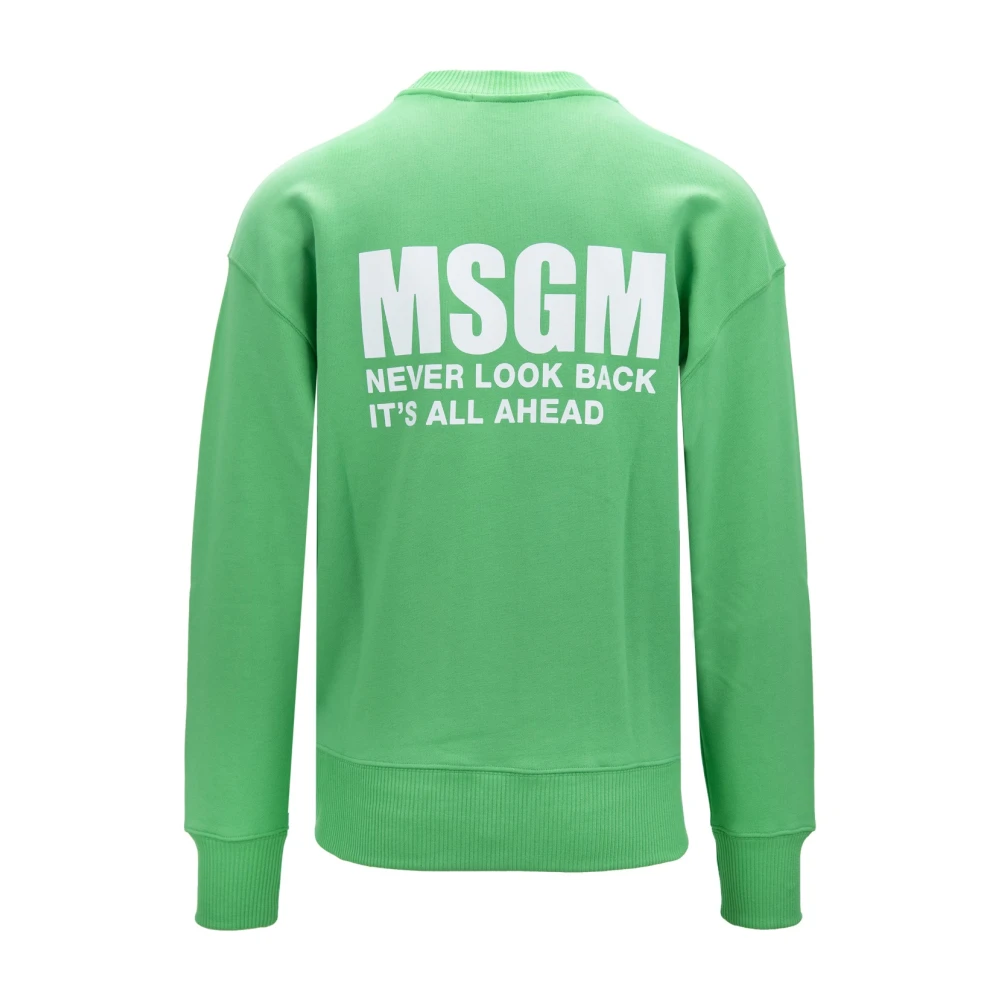 Msgm Heren Pullover Sweatshirt met Logo Print Green Heren