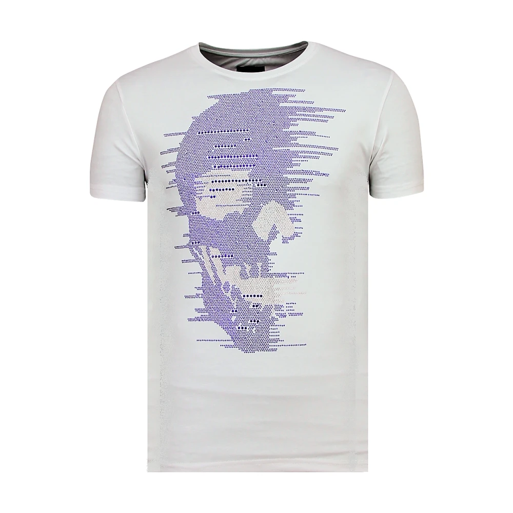 Local Fanatic T shirt Skull Glitter - Tuffa Kkjortor Med Rhinestones - 6338W White, Herr