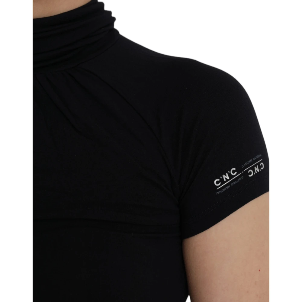 Costume National Zwart korte mouw coltrui top Black Dames