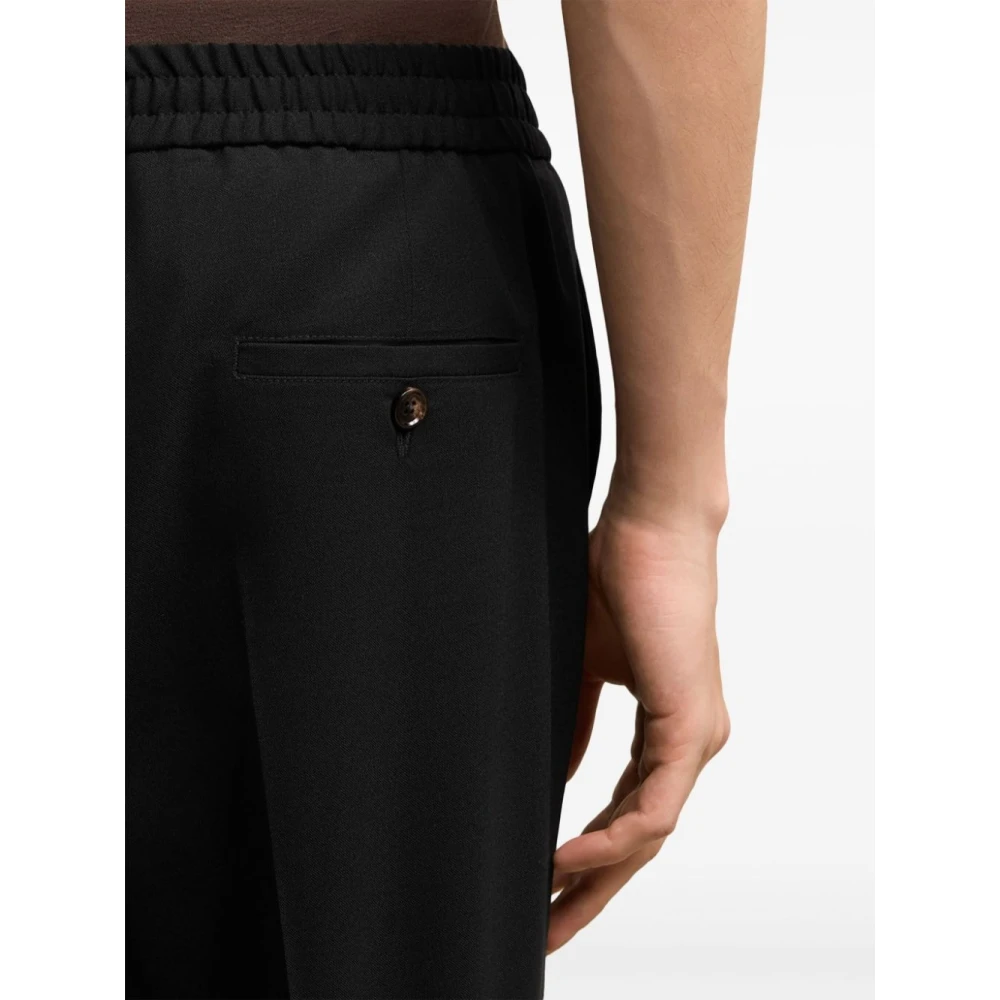 Ami Paris Wollen Straight-Cut Broek Black Heren