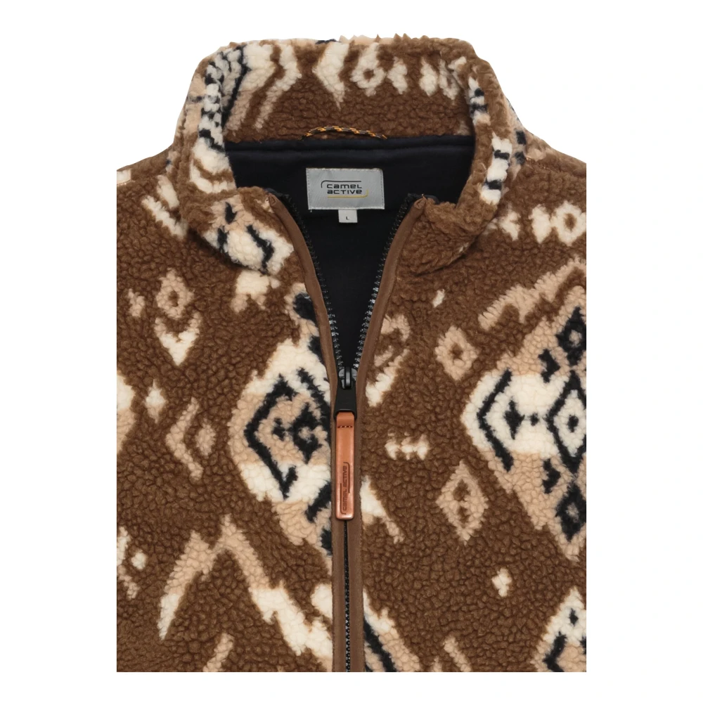 camel active Stijlvol Fleecejack met Opstaande Kraag Brown Heren