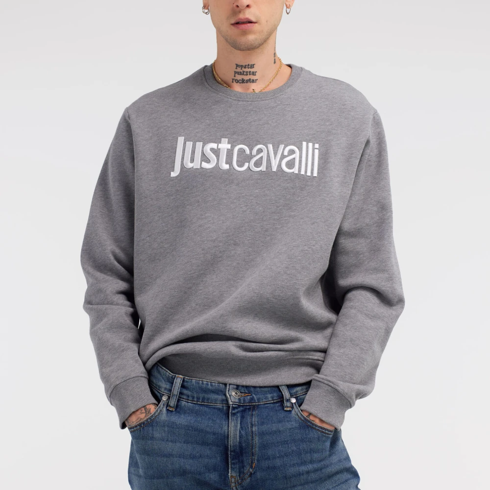Roberto Cavalli Contrast Logo Super Slim Jeans Blue Heren