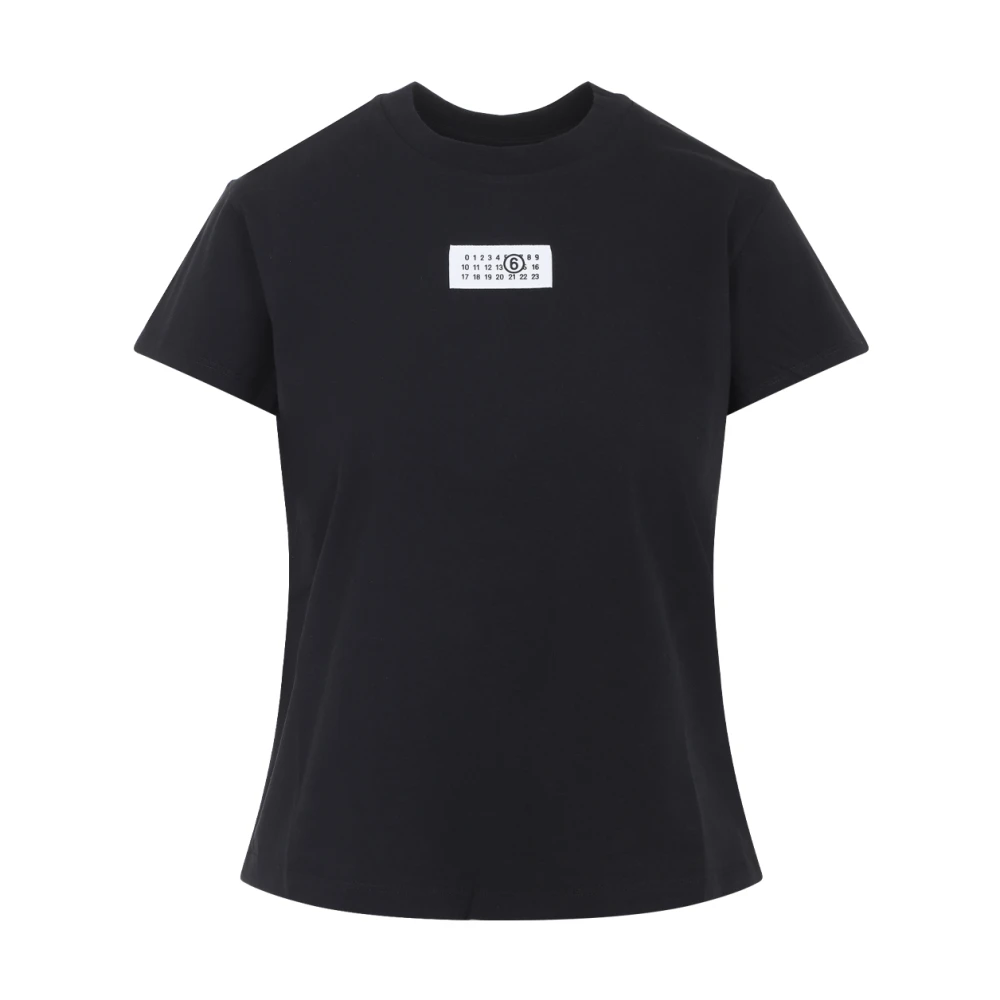 MM6 | Black breathable cotton jersey numeric T-shirt | female | S - Image 6