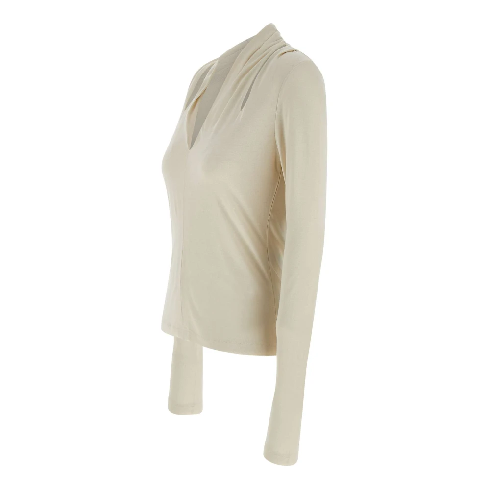 IRO Witte V-hals Trui met Cut-Out Details White Dames