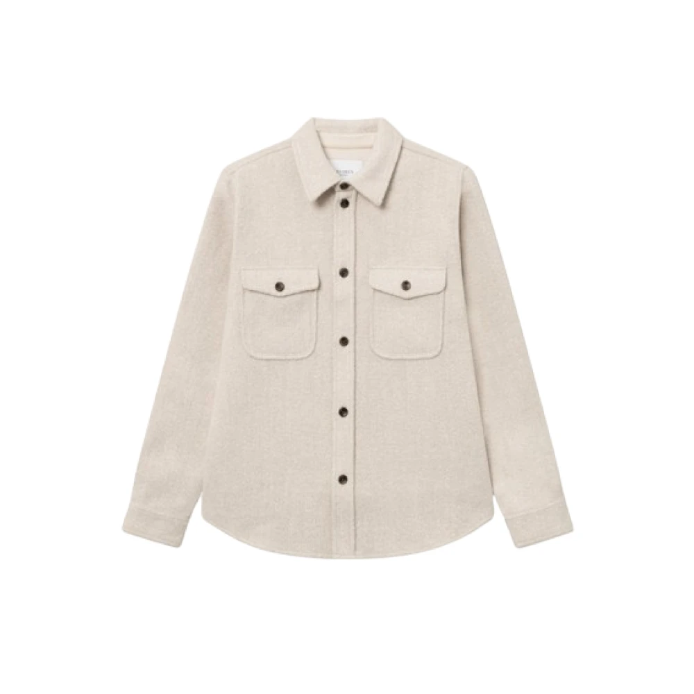 Les Deux Bouclé Overshirt met gerecyclede vezels Beige Heren