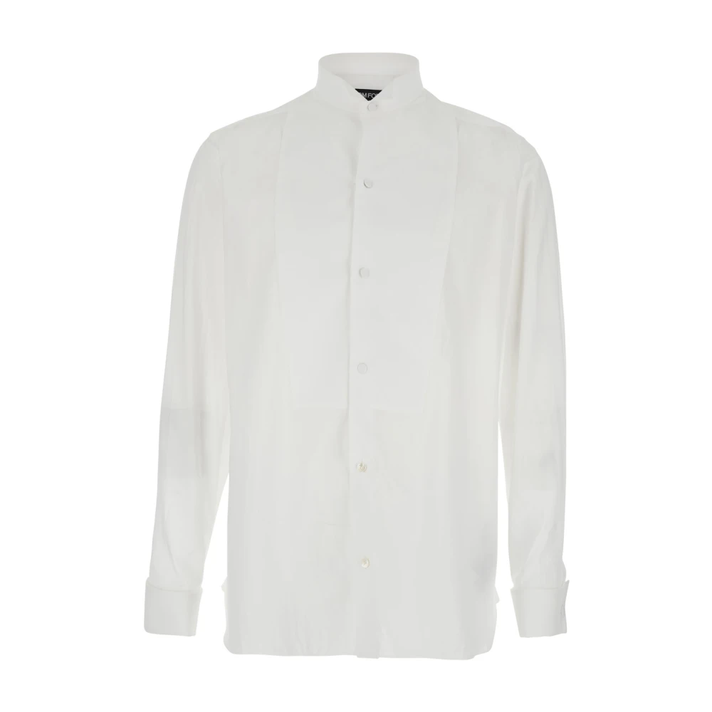 Tom Ford Men's White Casual Shirts, Xl, Washed Muslin Classic Fit Evening Shirt
