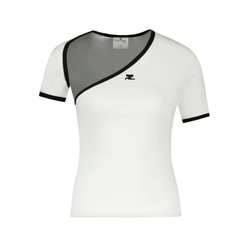 Courrèges Wit Contrast Katoenen T-Shirt White Dames
