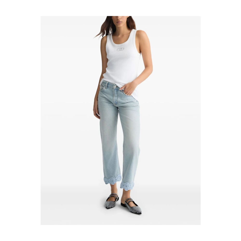 Liu Jo Witte Crochet Trim Broek Blue Dames