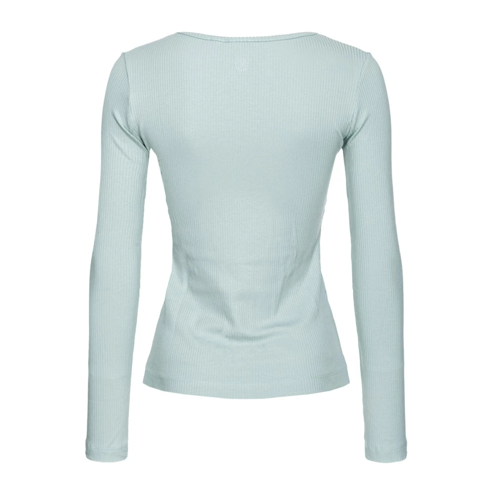 pinko Geribbelde lange mouw V-hals top Gray Dames