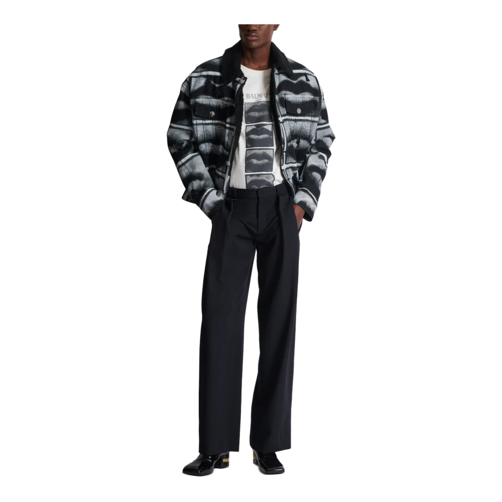 Balmain Pleated Grain de Poudre Broek Black Heren