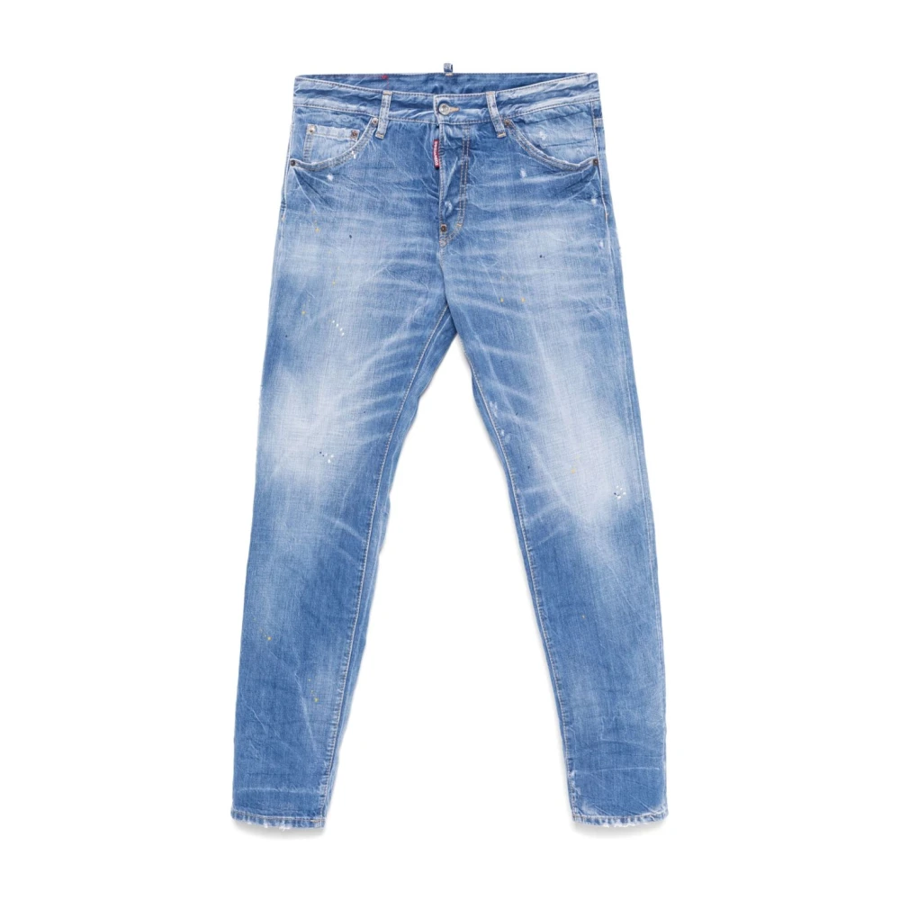 Dsquared2 Men's Blue Slim-Fit Denim Jeans With Logo Patch