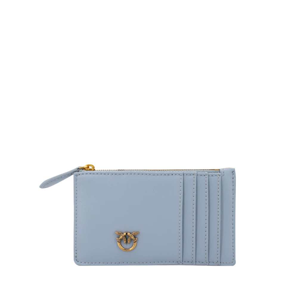 Pinko Women's Blue Wallets & Cardholders, One Size, Love Birds Leather Credit Card Holder