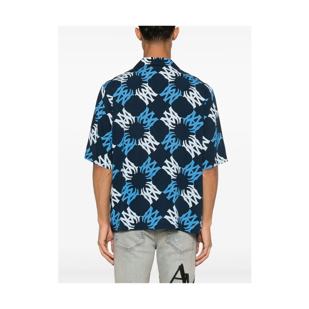 Amiri Navy Blue Camp Kraag Shirt Multicolor Heren