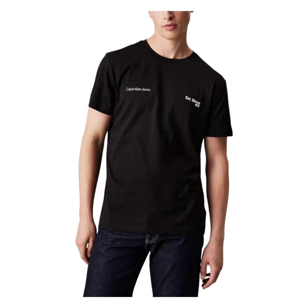 Calvin Klein Jeans Zwarte Katoenen T-shirt Korte Mouw Black Heren