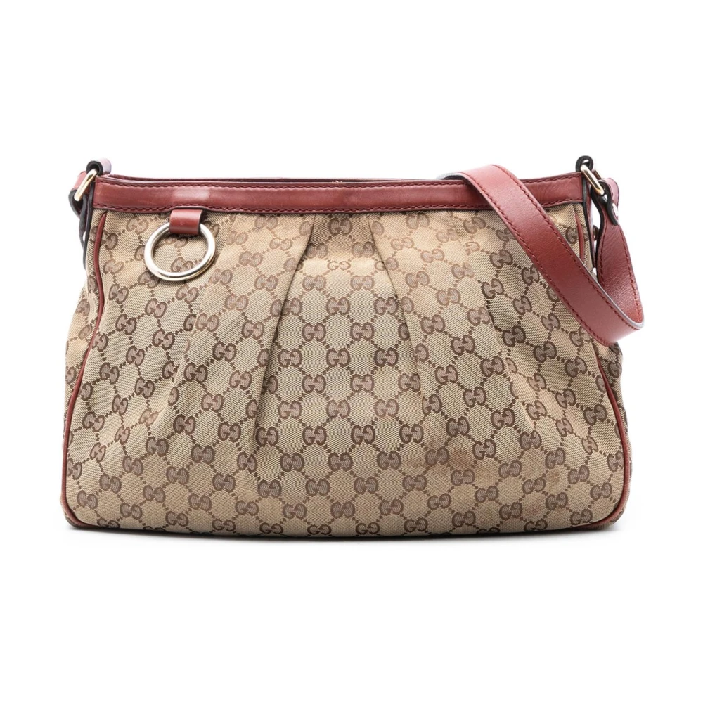 Gucci Vintage Women's Brown Vintage Cross Body Bags, One Size, Pre-Owned Printed Hobo Bag