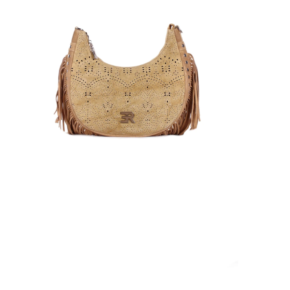 Ermanno Scervino Women's Beige Quilted Fringe Studded Shoulder Bag - Shoulder Bags - One Size - Bags