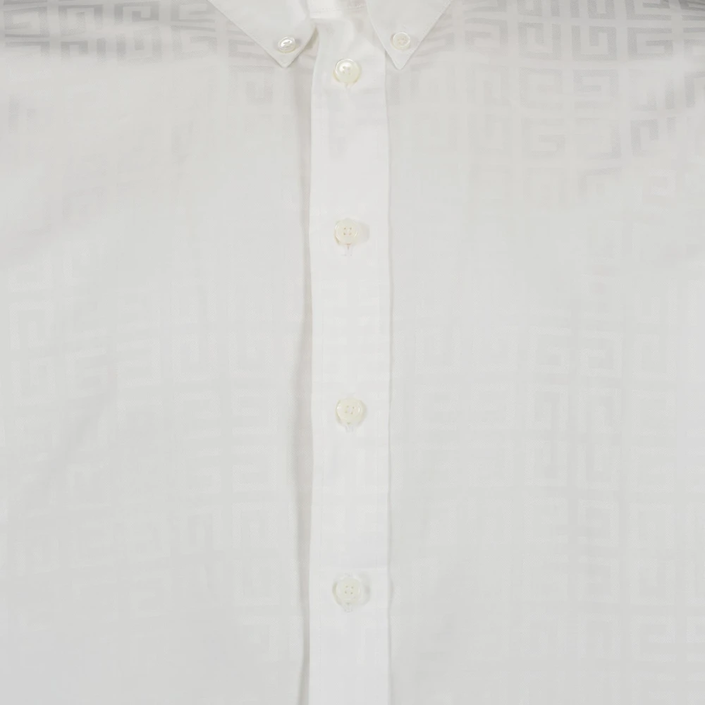 Givenchy Witte Katoenen Overhemd 4G Logo Patroon White Heren