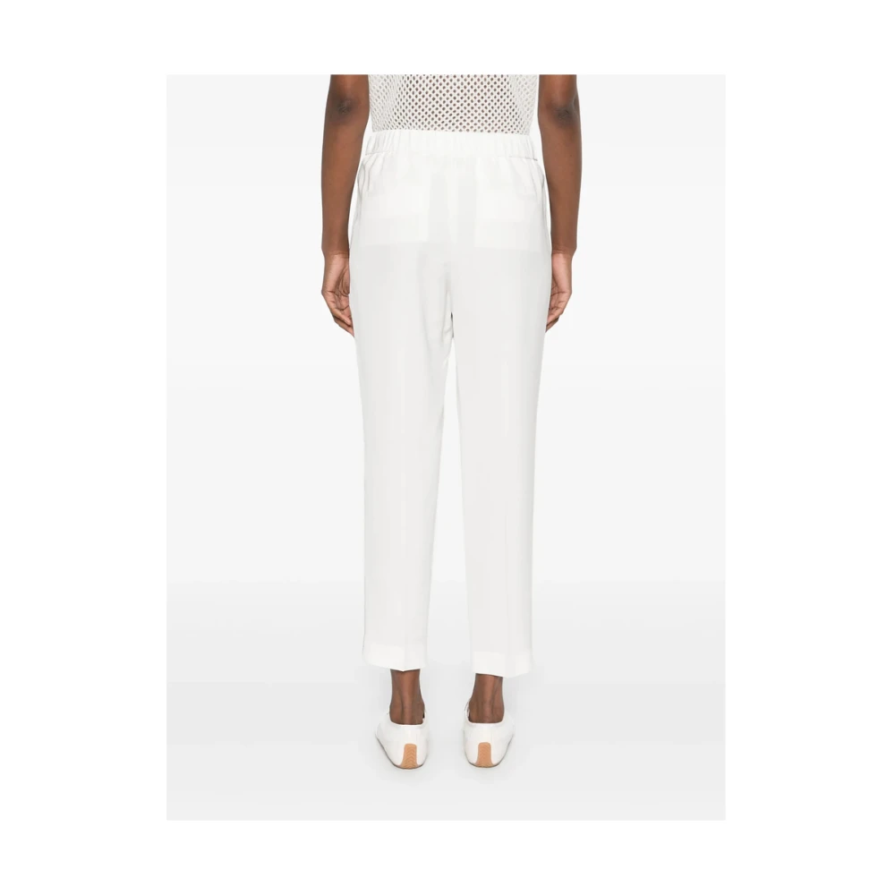 PESERICO Witte elastische tailleband broek White Dames
