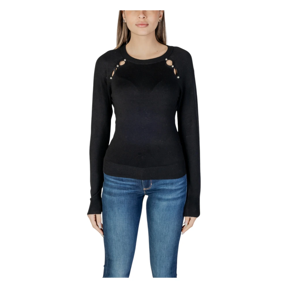 Only Zwart Gebreid Langemouw Ronde Hals Black Dames