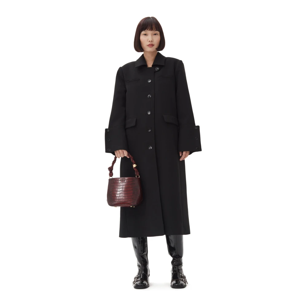 Ganni Bonded Crepe Jas Black Dames