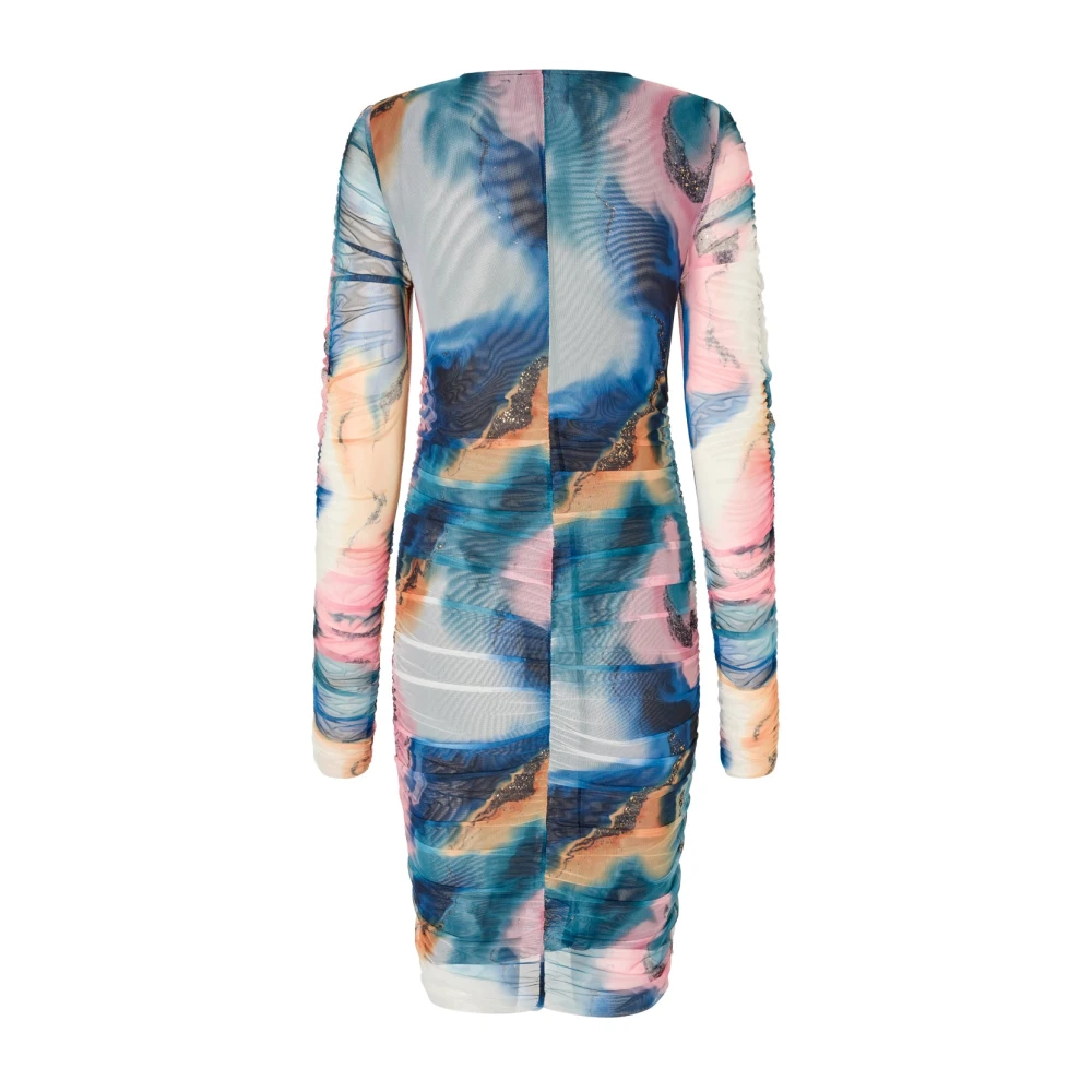 Cras Mesh Gerimpelde Jurk met Glanzende Details Multicolor Dames