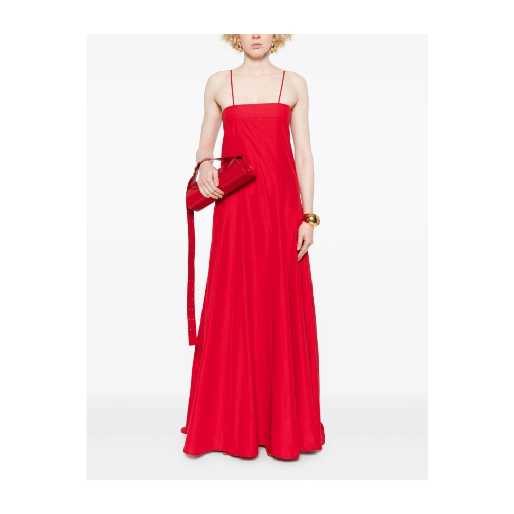 Forte Rode Vierkante Hals Vloerlengte Jurk Red Dames