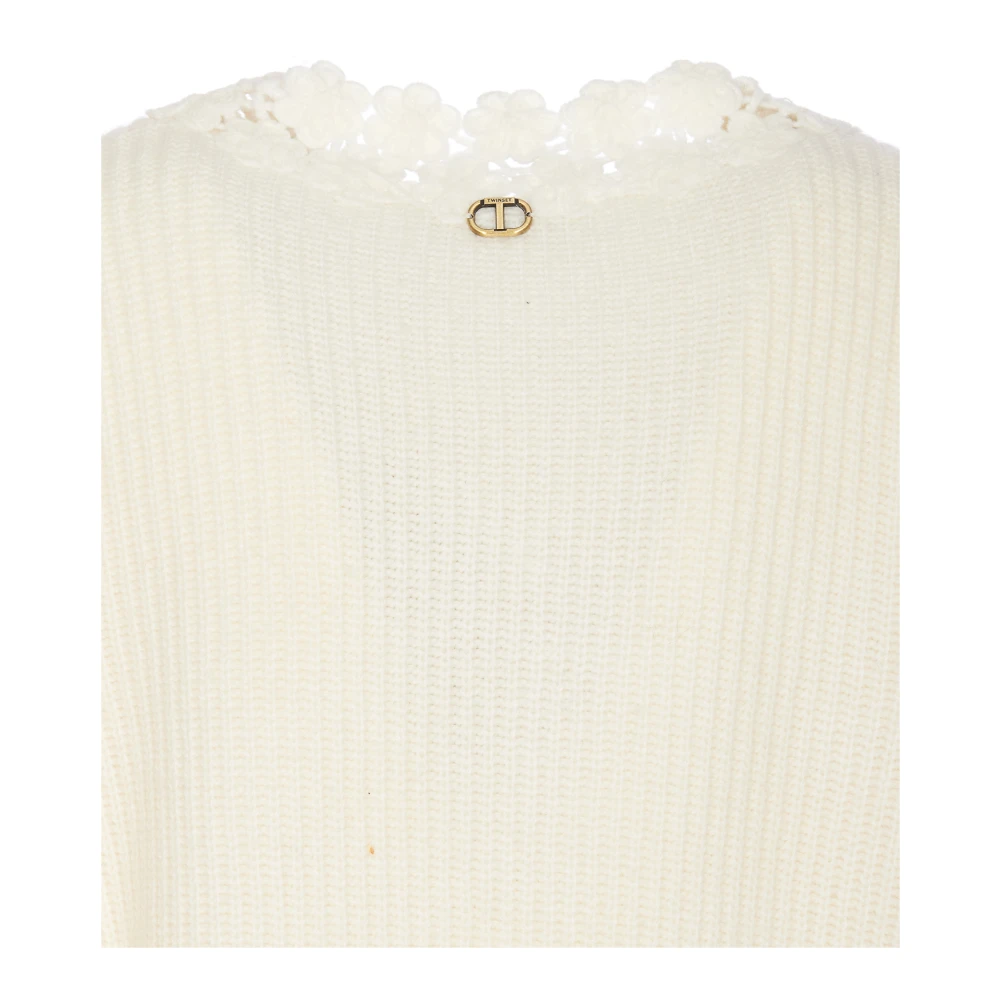 Twinset Witte Gebreide Vest met Geborduurd Detail White Dames