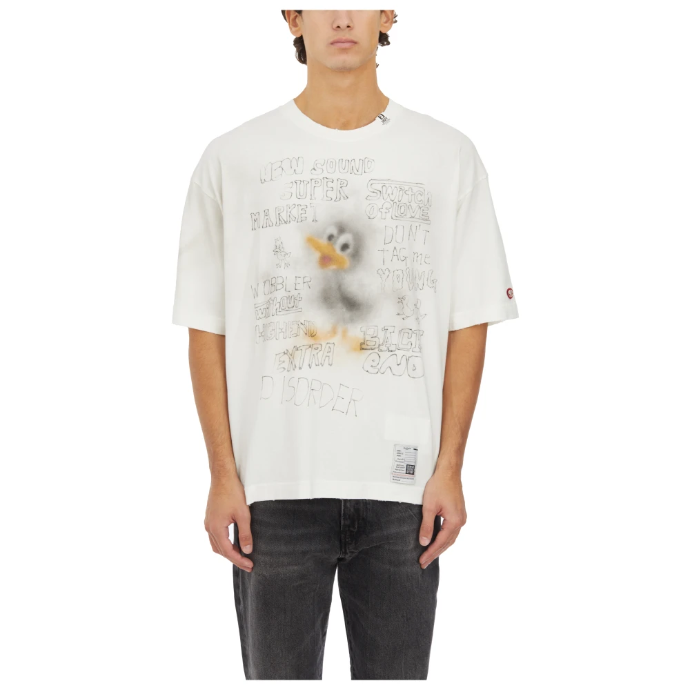 Mihara Yasuhiro Versleten Katoenen T-Shirt White Heren