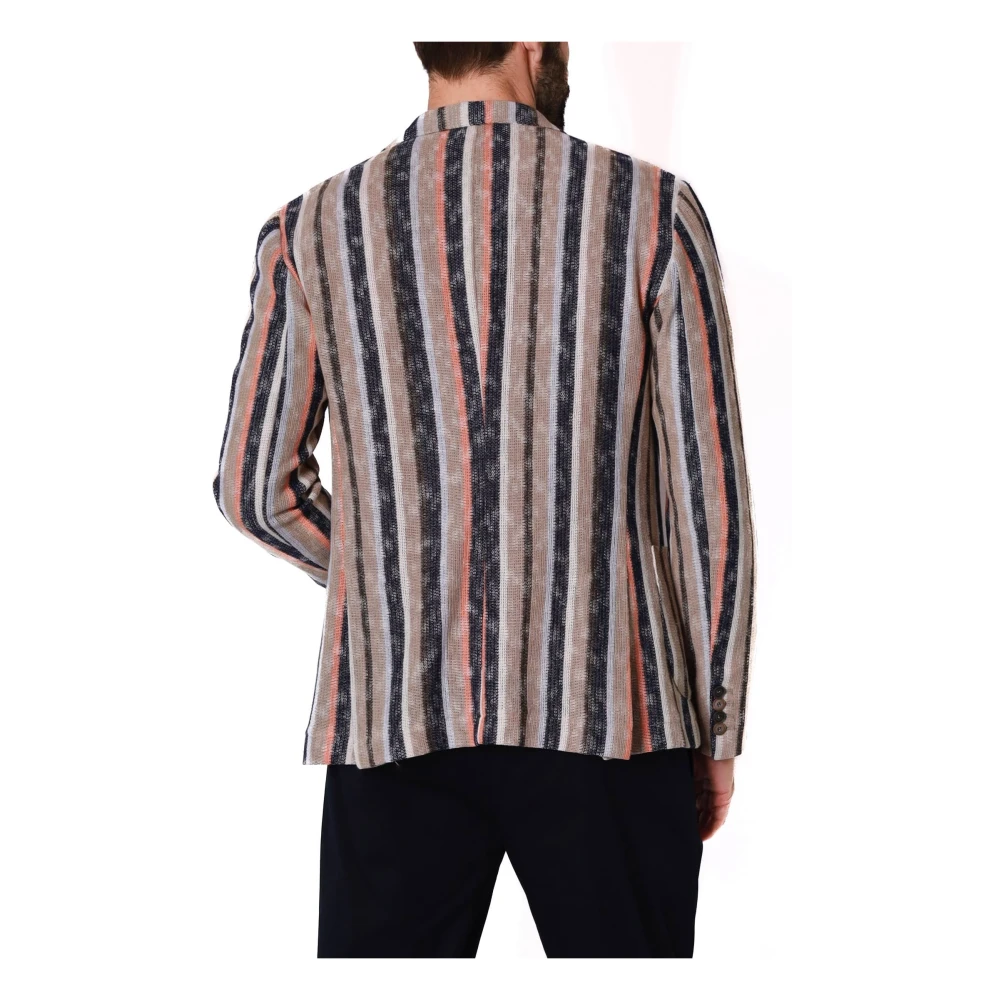 BOB Gestreepte Gebreide Blazer Jas Multicolor Heren