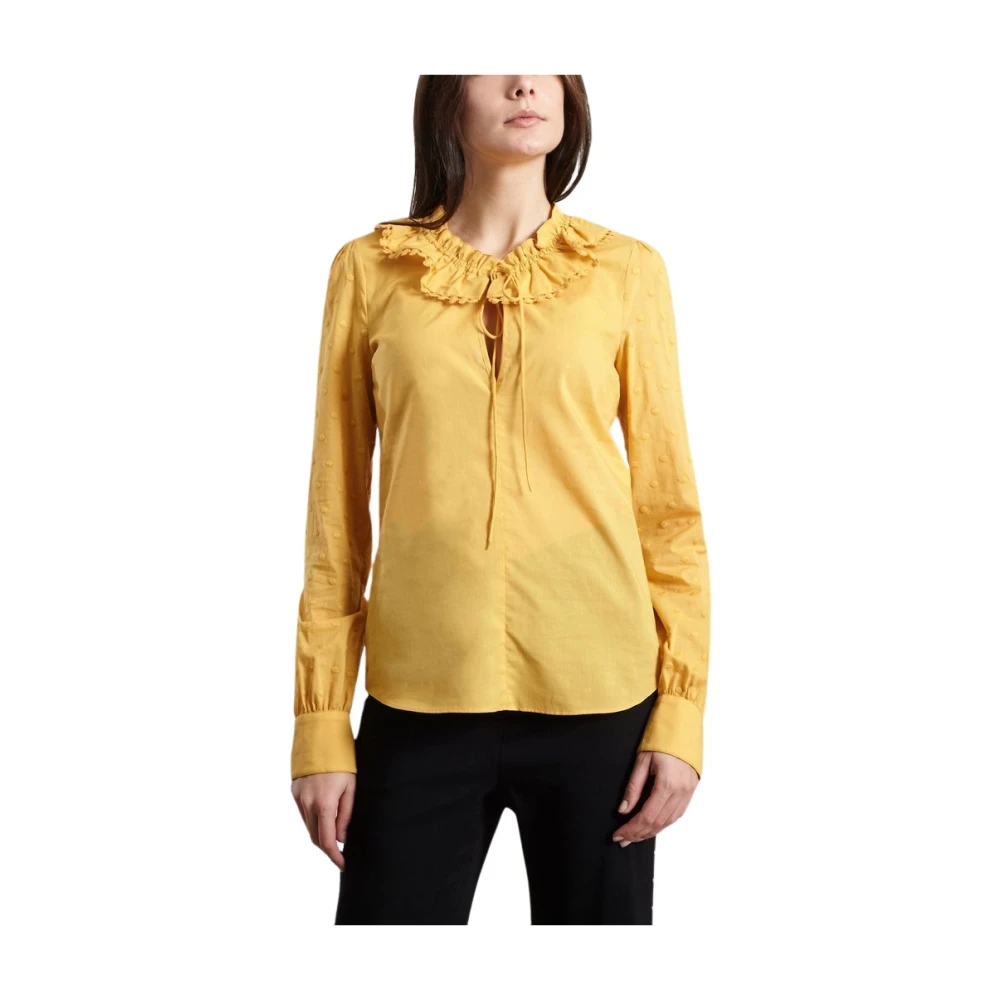 See by Chloé Gele Ruches Shirt met Geweven Stippen Yellow Dames