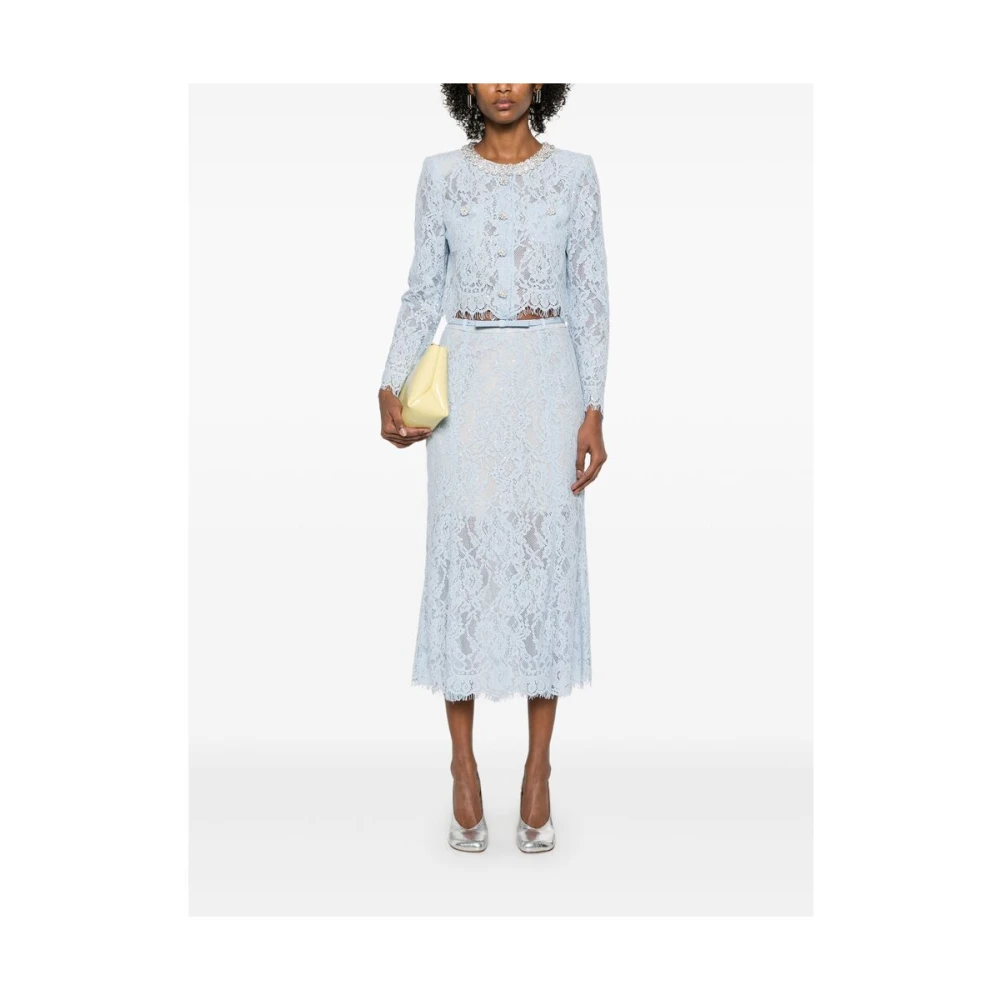 Self Portrait Lichtblauwe Geriemde Rok Blue Dames