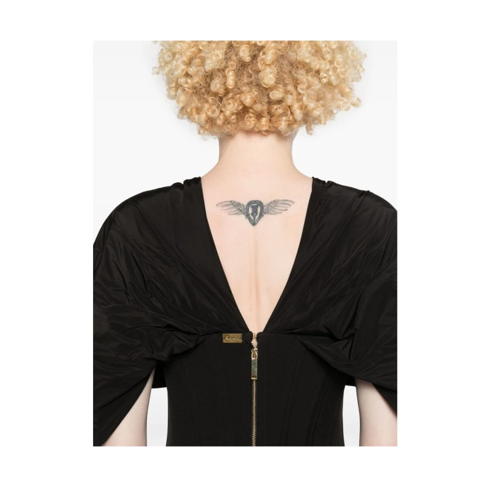 Rhea Costa Zwarte V-hals Gerimpelde Jurk Black Dames