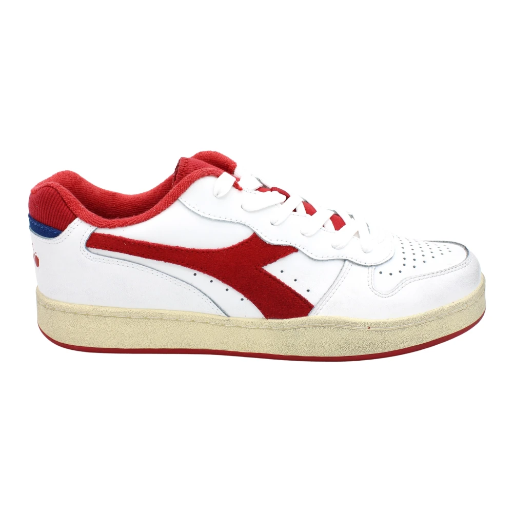 Diadora Lage Top Leren Sneakers Rubberen Zool Heren Schoenen Wit