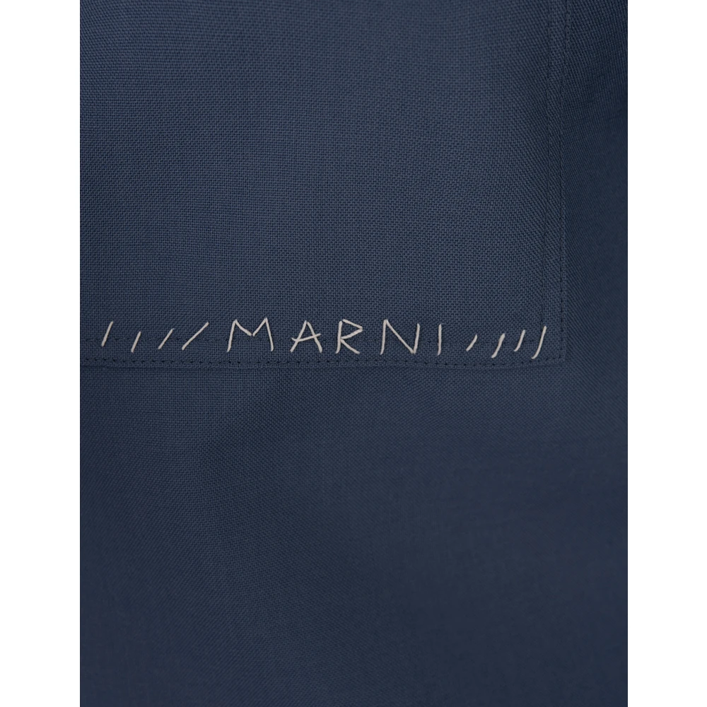 Marni Blauw Katoenen Overhemd met Logostiksels Blue Dames