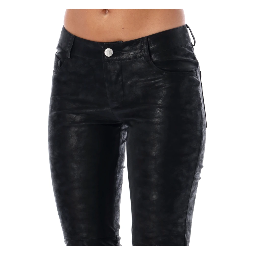 Misbhv Zwarte Nep Leren Gerimpelde Broek Black Dames