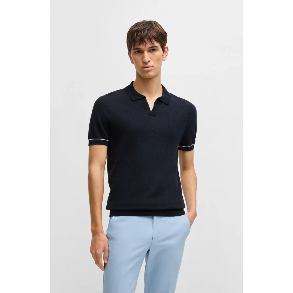 Boss Blå Piqué Polo Skjorta Casual Fit