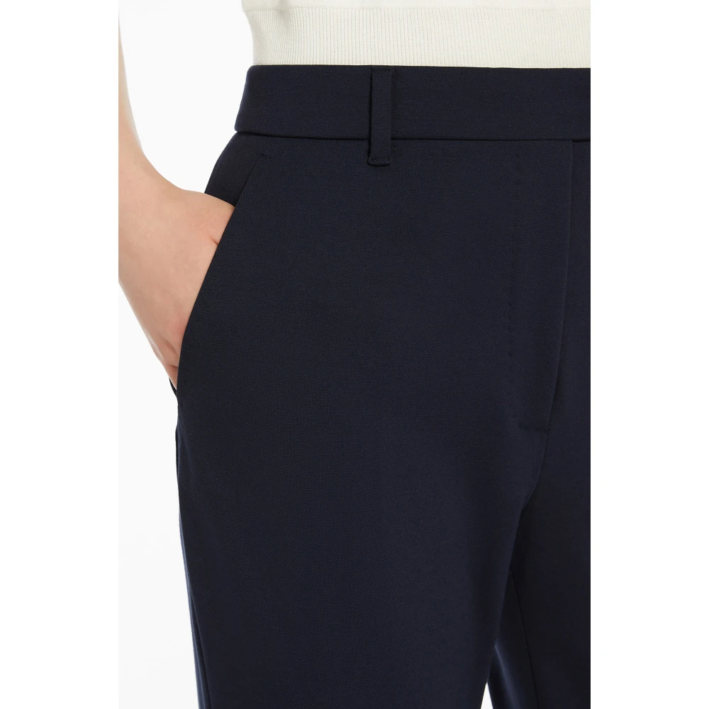 Max Mara Studio Blauwe Slim Fit Jersey Broek Blue Dames