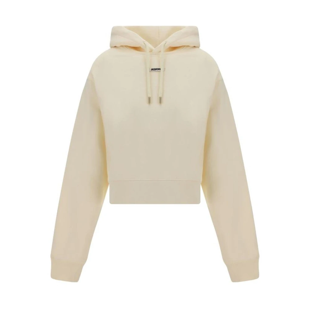 Jacquemus Monogram Patch Katoenen Hoodie Beige Dames