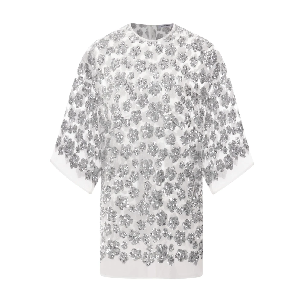 Cecilie Bahnsen Zilver Bloemen Pailletten Oversized Top Gray Dames