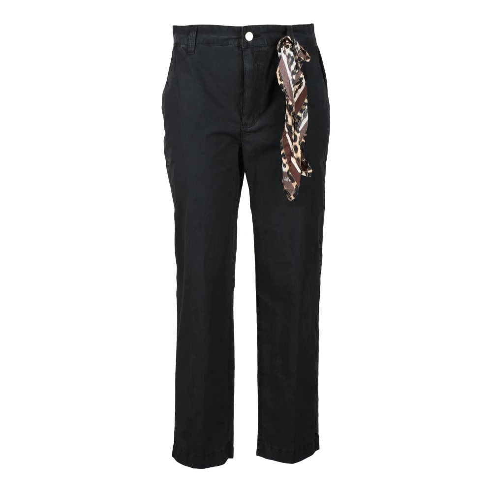 Guess Katoenen Chino Broek met Rits Sluiting Black Dames