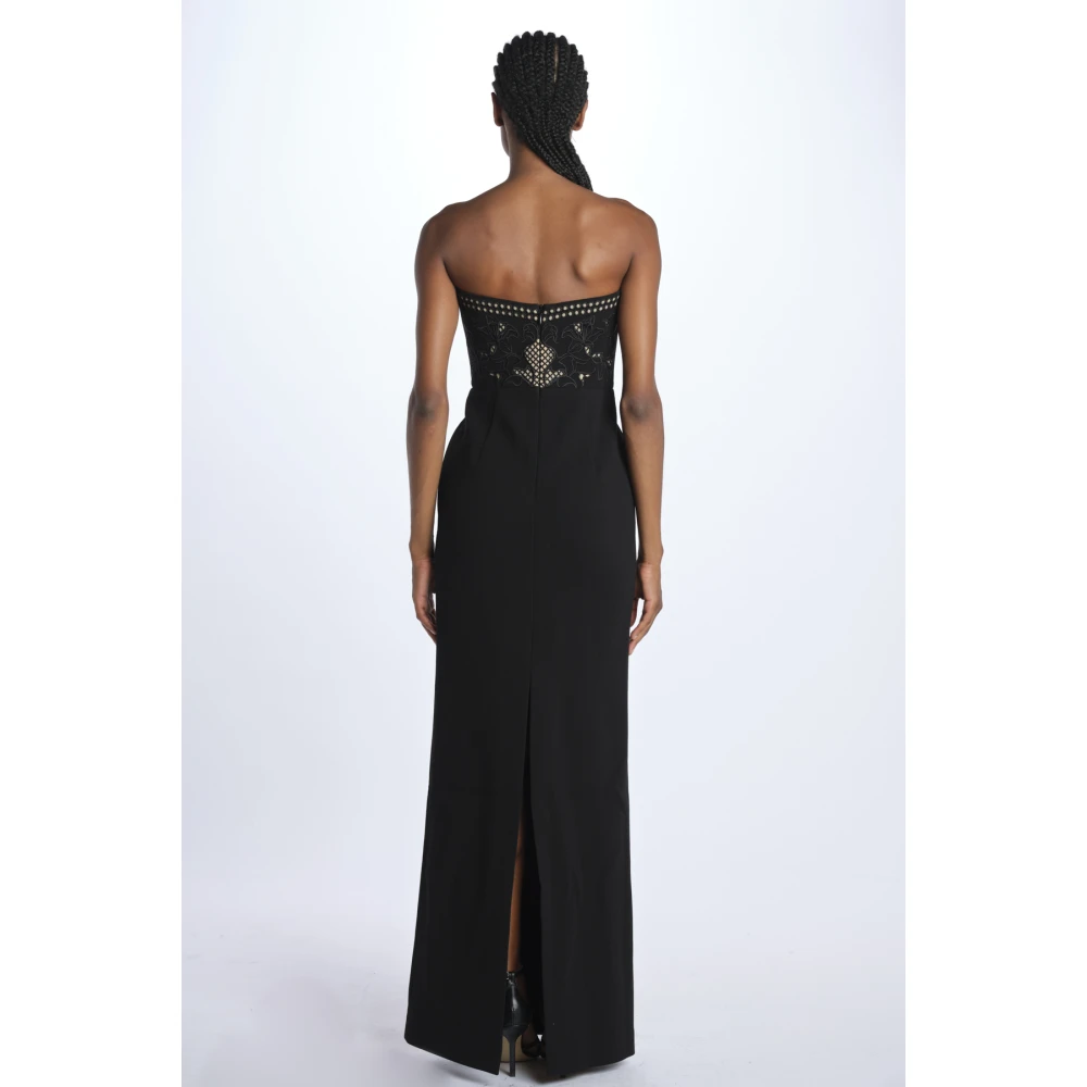 Rebecca Vallance Geborduurde Hart Lange Zwarte Jurk Black Dames